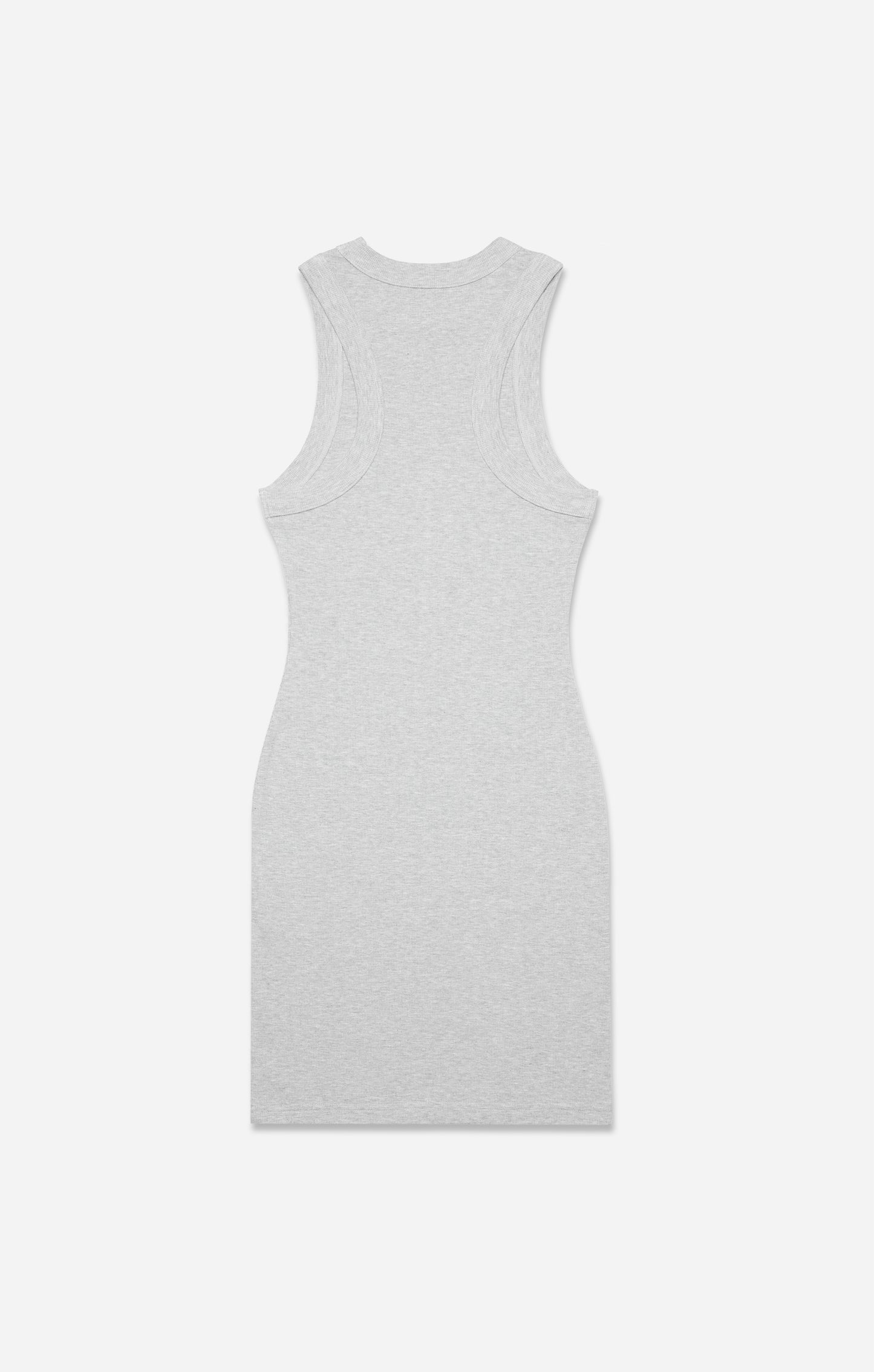 THE LUXE RIB HIGH NECK MINI DRESS- MID GREY