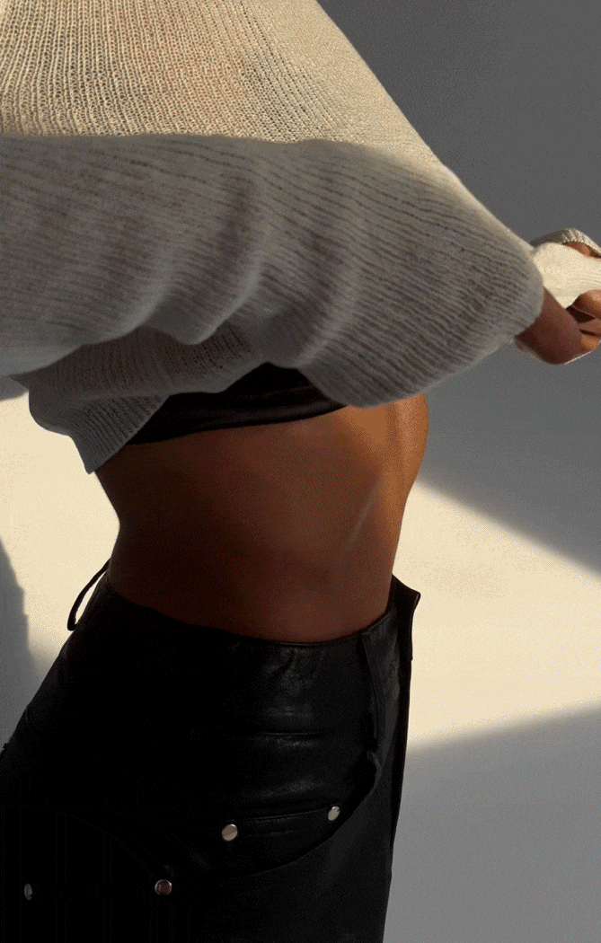 THE CROPPED KNITTED LONG SLEEVE - STONE