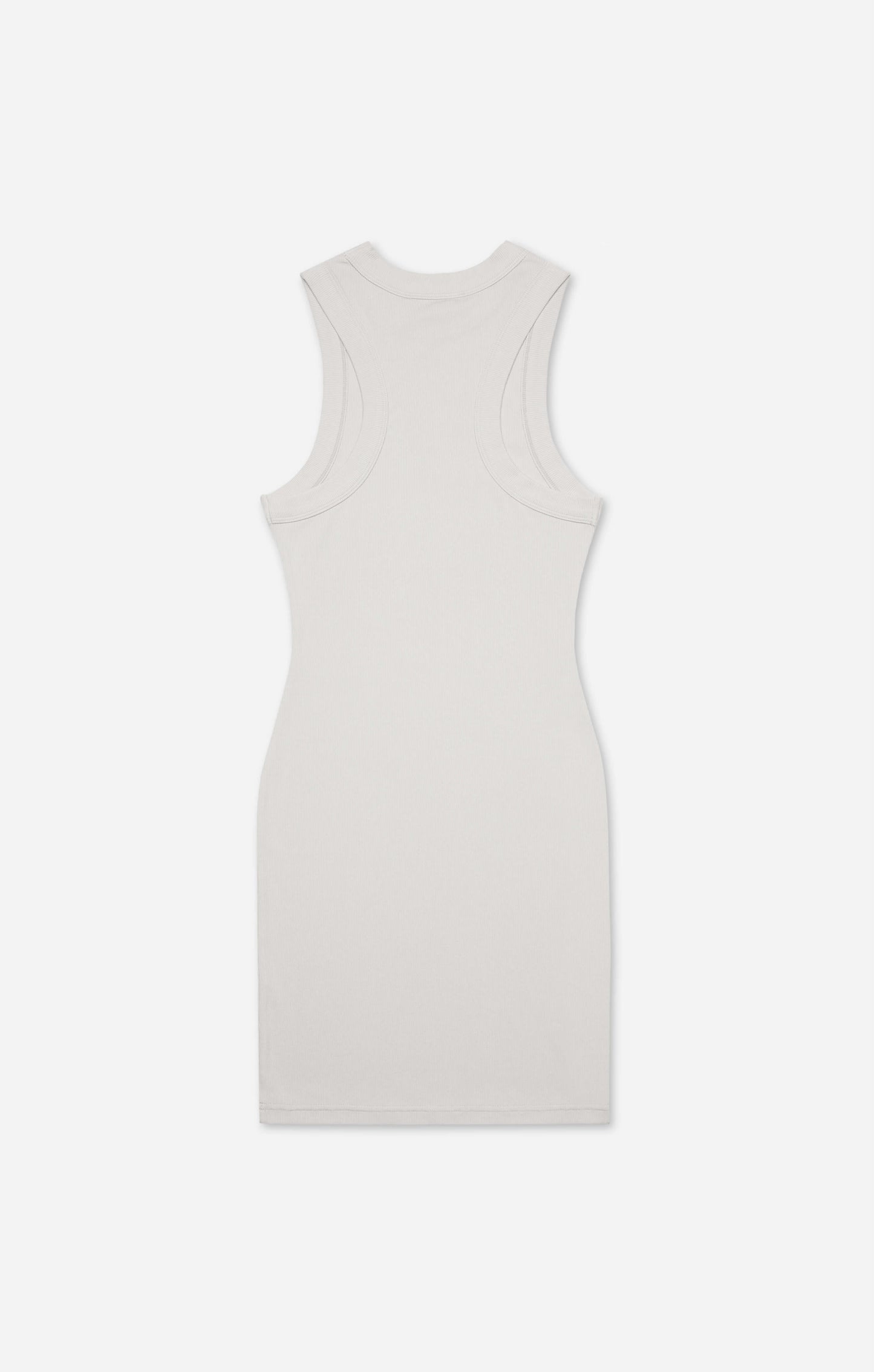 THE LUXE RIB HIGH NECK MINI DRESS - STONE