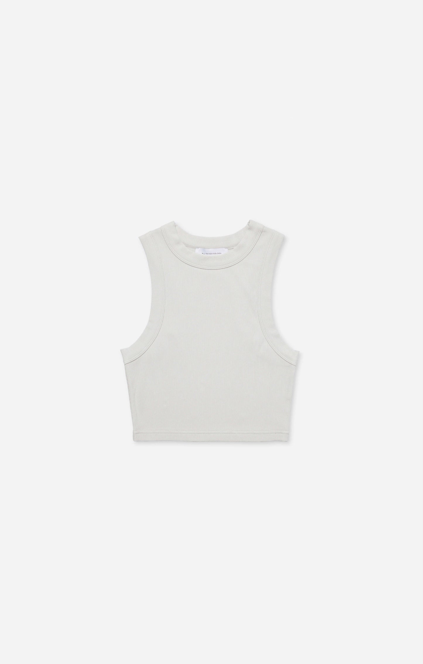 THE LUXE RIB HIGH NECK CROP - STONE