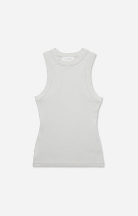 THE LUXE RIB HIGH NECK TANK - STONE