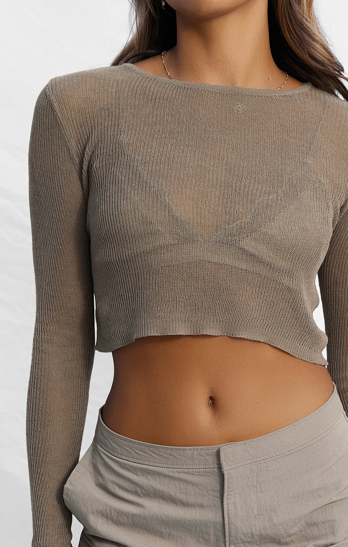 THE CROPPED KNITTED LONG SLEEVE - SLATE