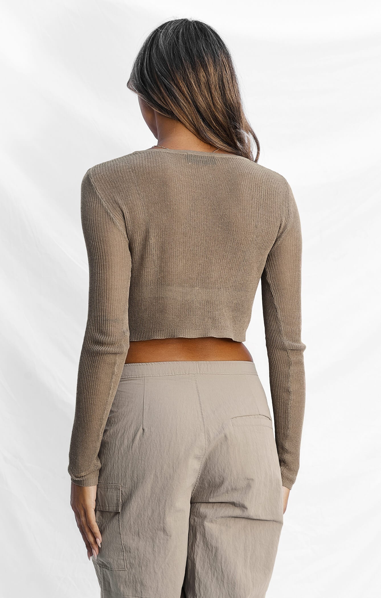 THE CROPPED KNITTED LONG SLEEVE - SLATE