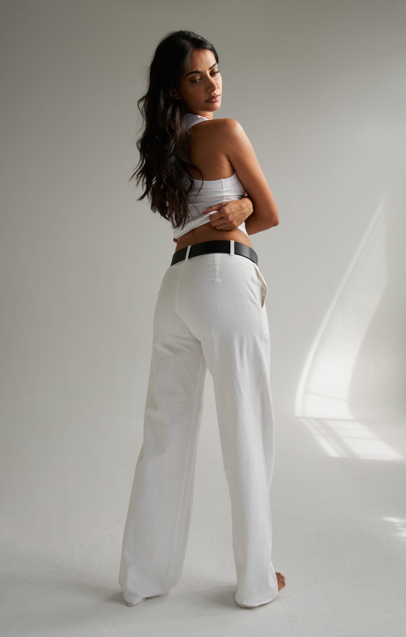 THE LUXE RIB HIGH NECK TANK - WHITE