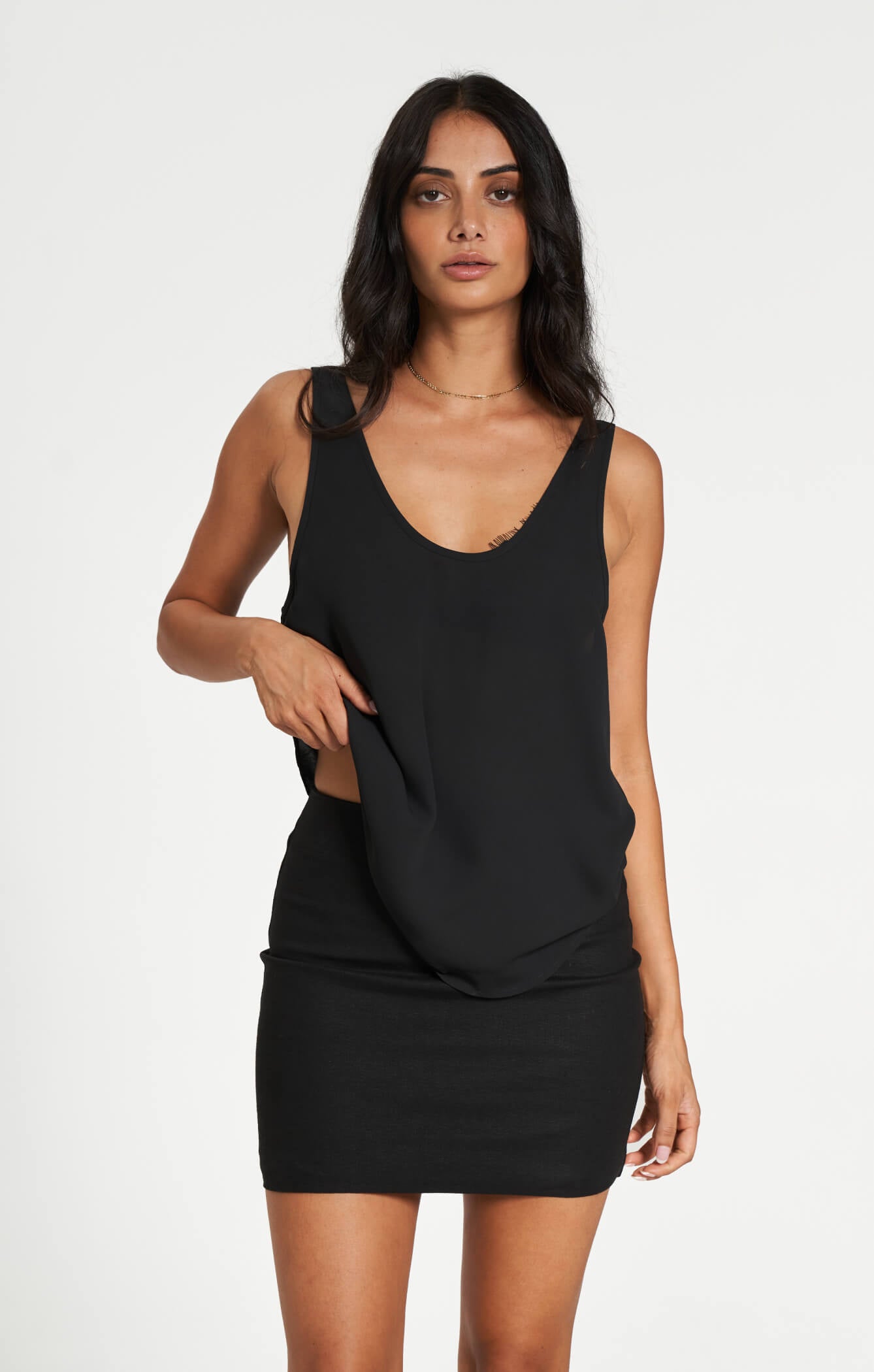 THE LINEN MINI SKIRT - BLACK