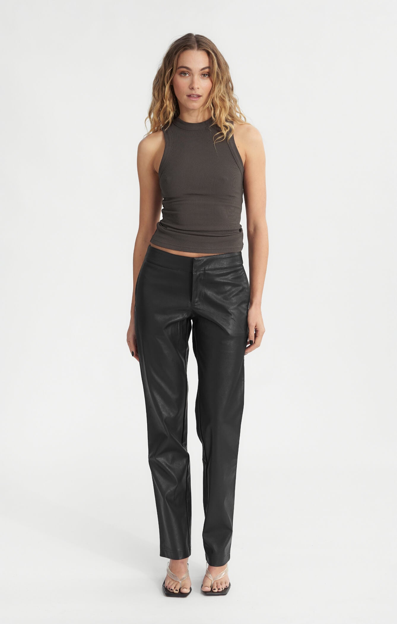 THE LUXE RIB HIGH NECK TANK - ESPRESSO