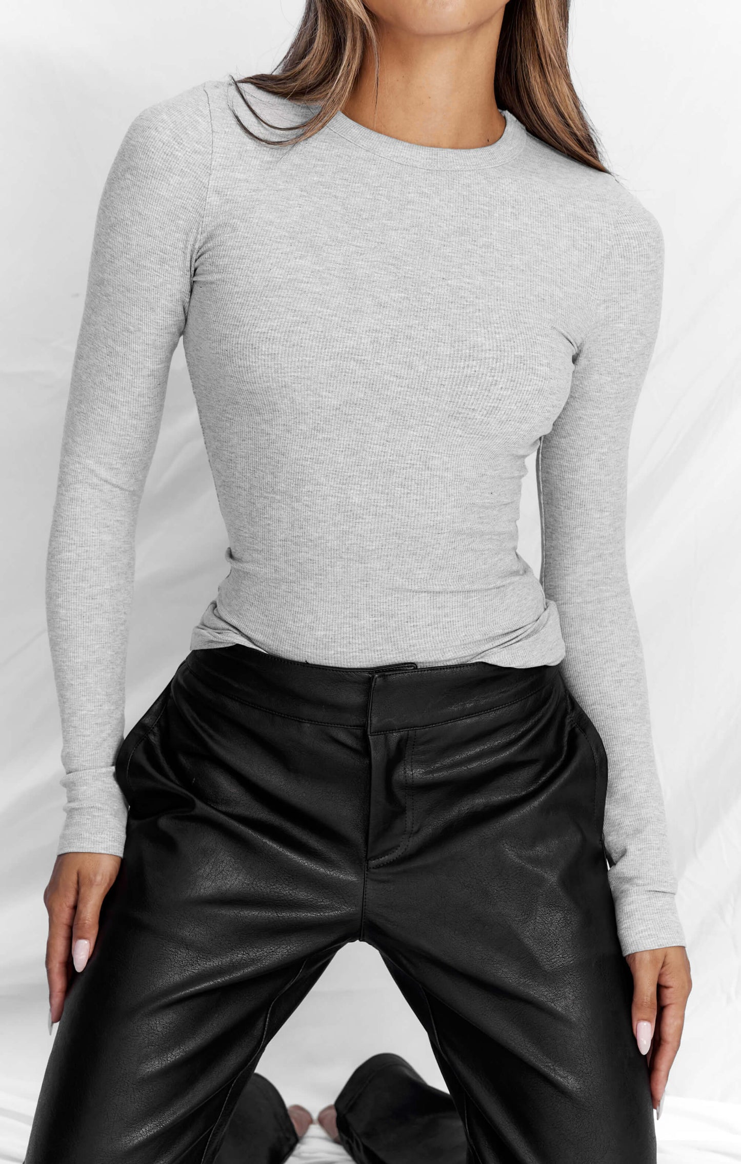 THE LUXE RIB L/S - MID GREY