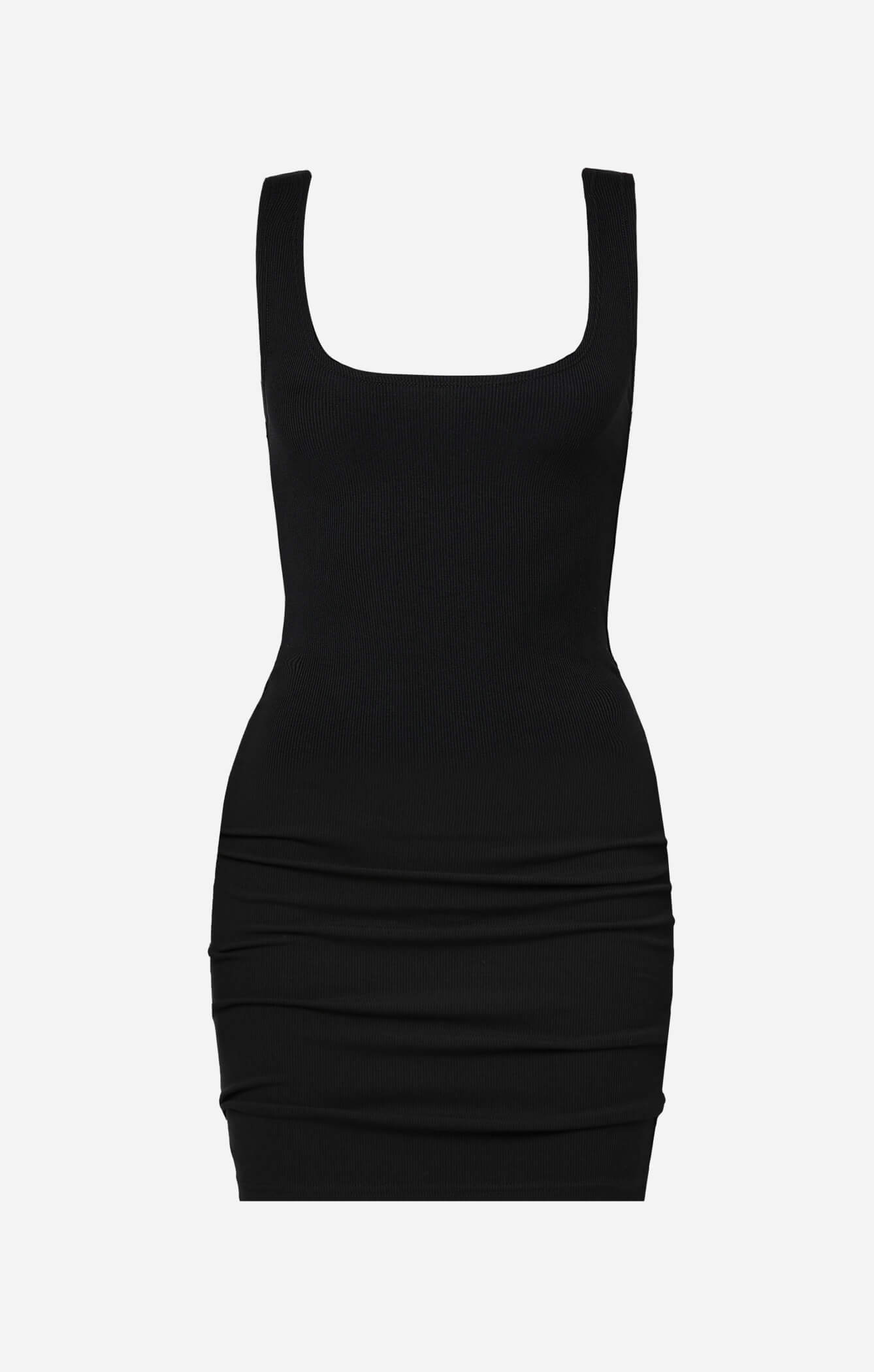 THE LUXE RIB MINI DRESS - BLACK