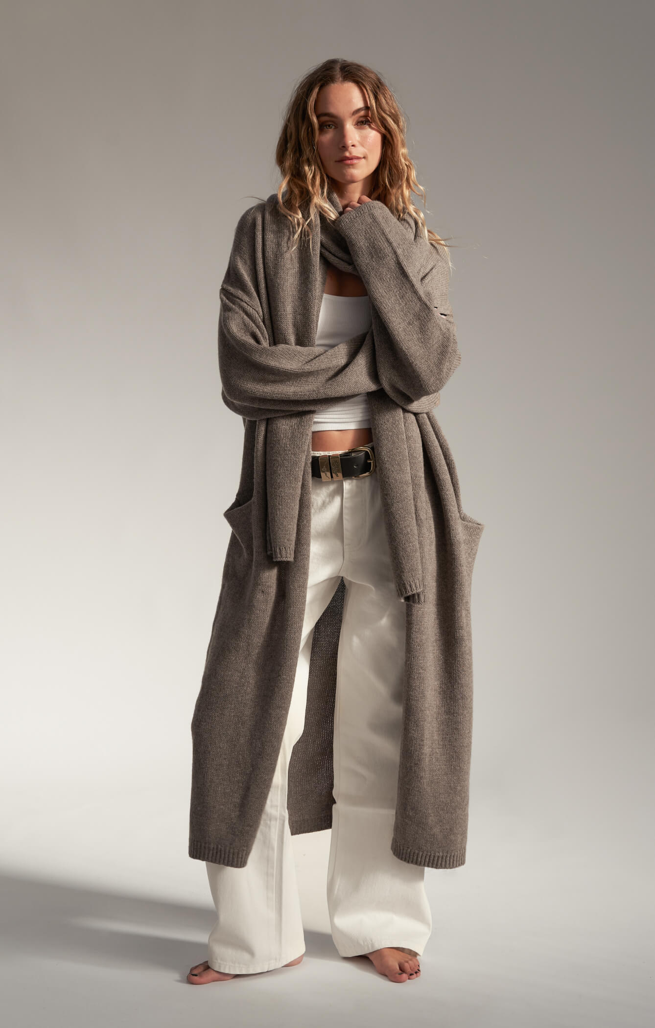 THE CARDIGAN COAT - NEUTRAL MARLE