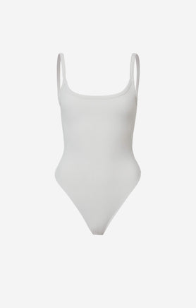 THE LUXE RIB LOW BACK BODYSUIT - STONE