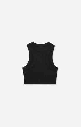 THE LUXE RIB HIGH NECK CROP - BLACK