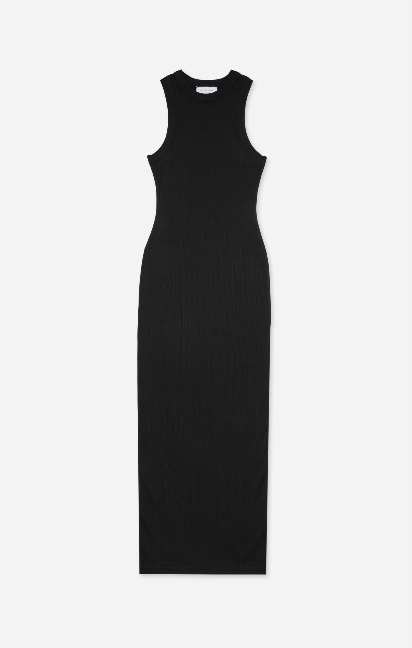 THE LUXE RIB HIGH NECK MIDI - BLACK