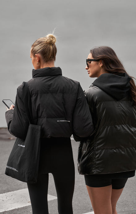 Crop Puffer Black Tote