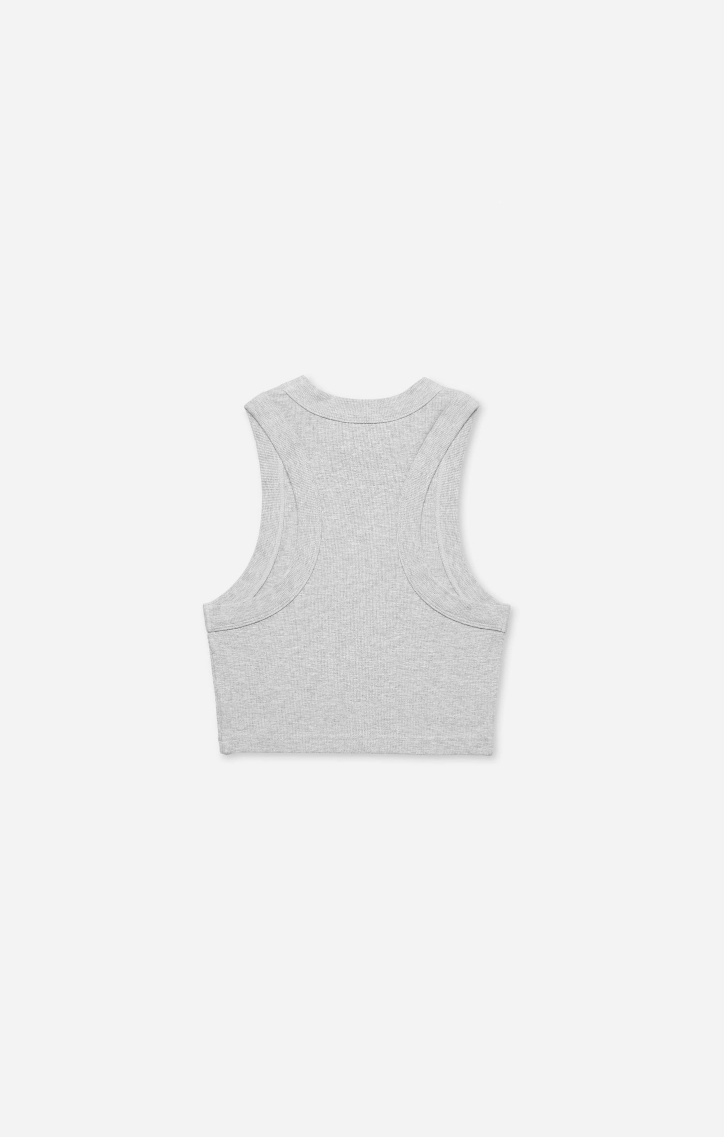 THE LUXE RIB HIGH NECK CROP - MID GREY