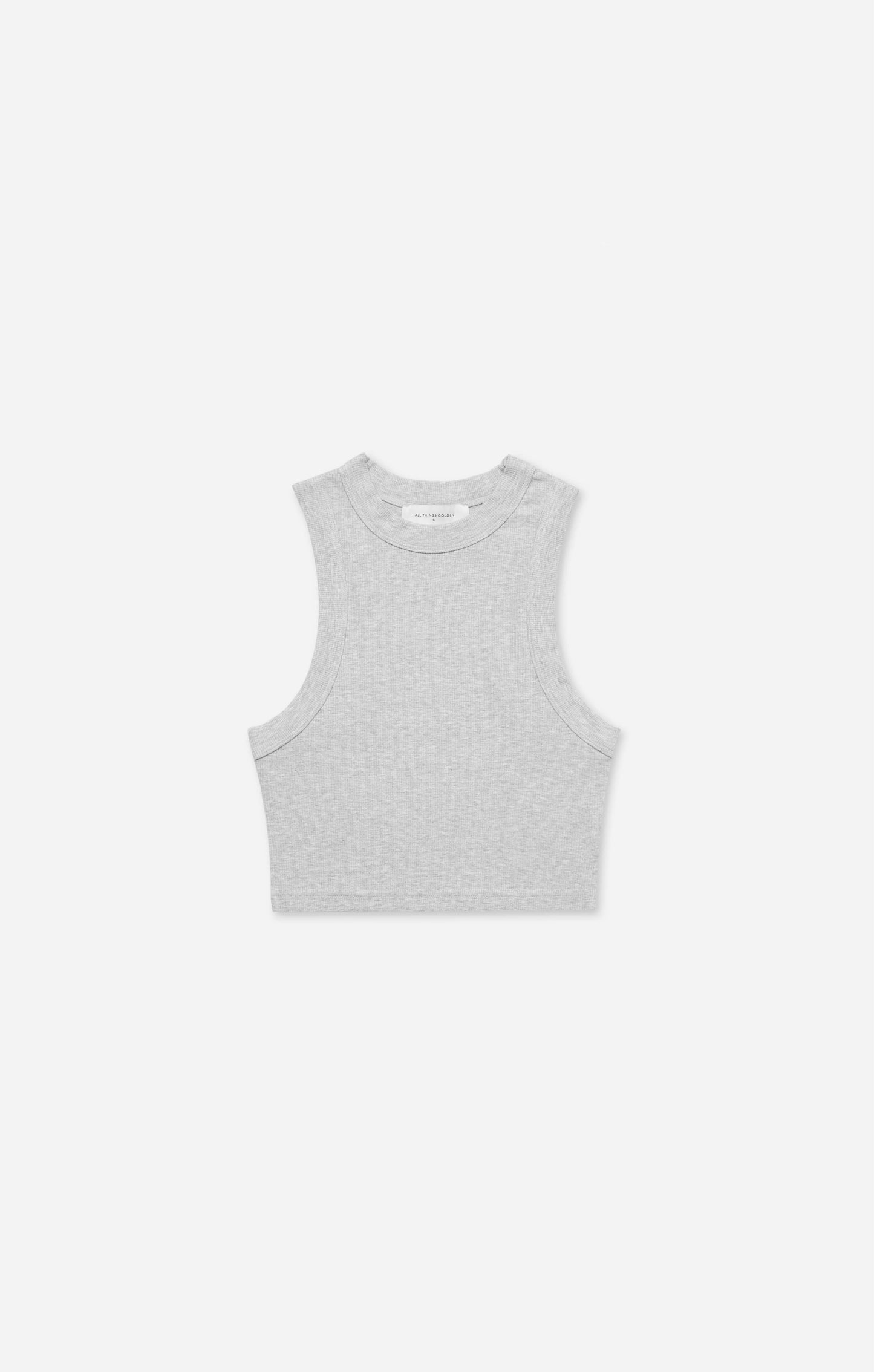 THE LUXE RIB HIGH NECK CROP - MID GREY