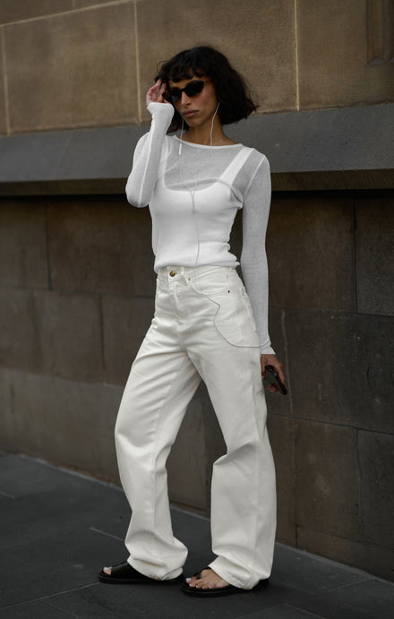 THE KNITTED LONG SLEEVE - WHITE