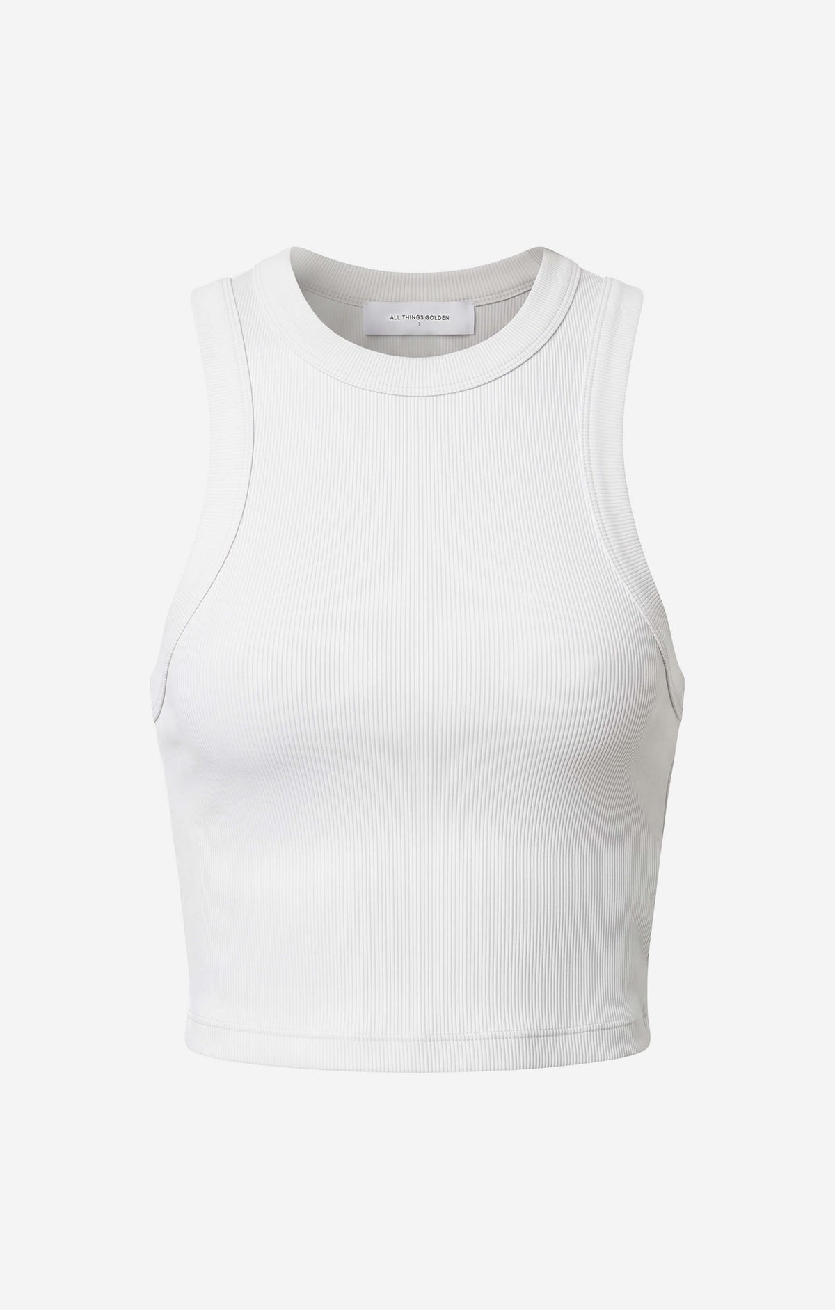 THE LUXE RIB HIGH NECK CROP - WHITE