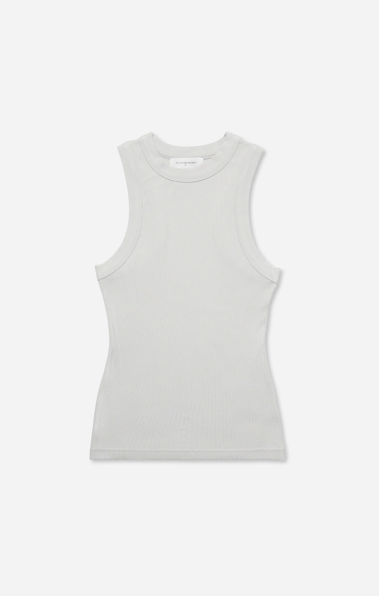 THE LUXE RIB HIGH NECK TANK - STONE