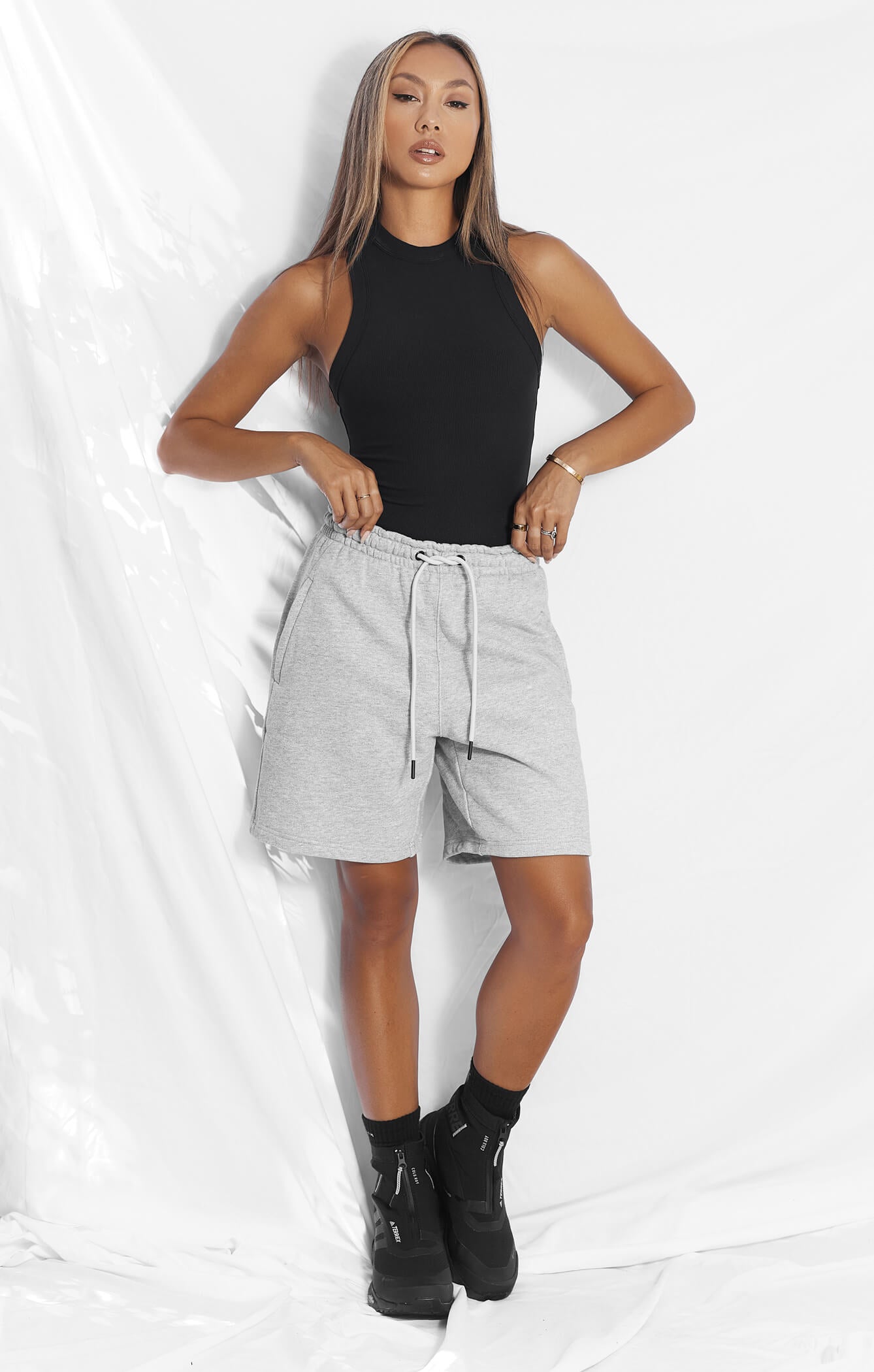 THE A.T.G SWEAT™ BOYFRIEND SHORT - HEATHER GREY