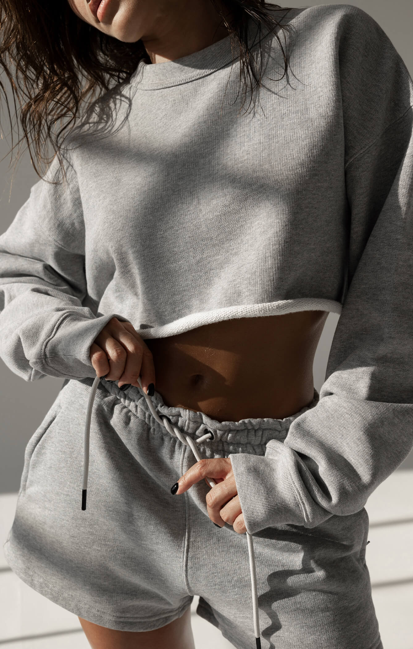 THE A.T.G SWEAT™ CROPPED CREW - HEATHER GREY