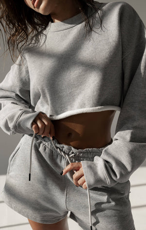 THE A.T.G SWEAT™ CROPPED CREW - HEATHER GREY