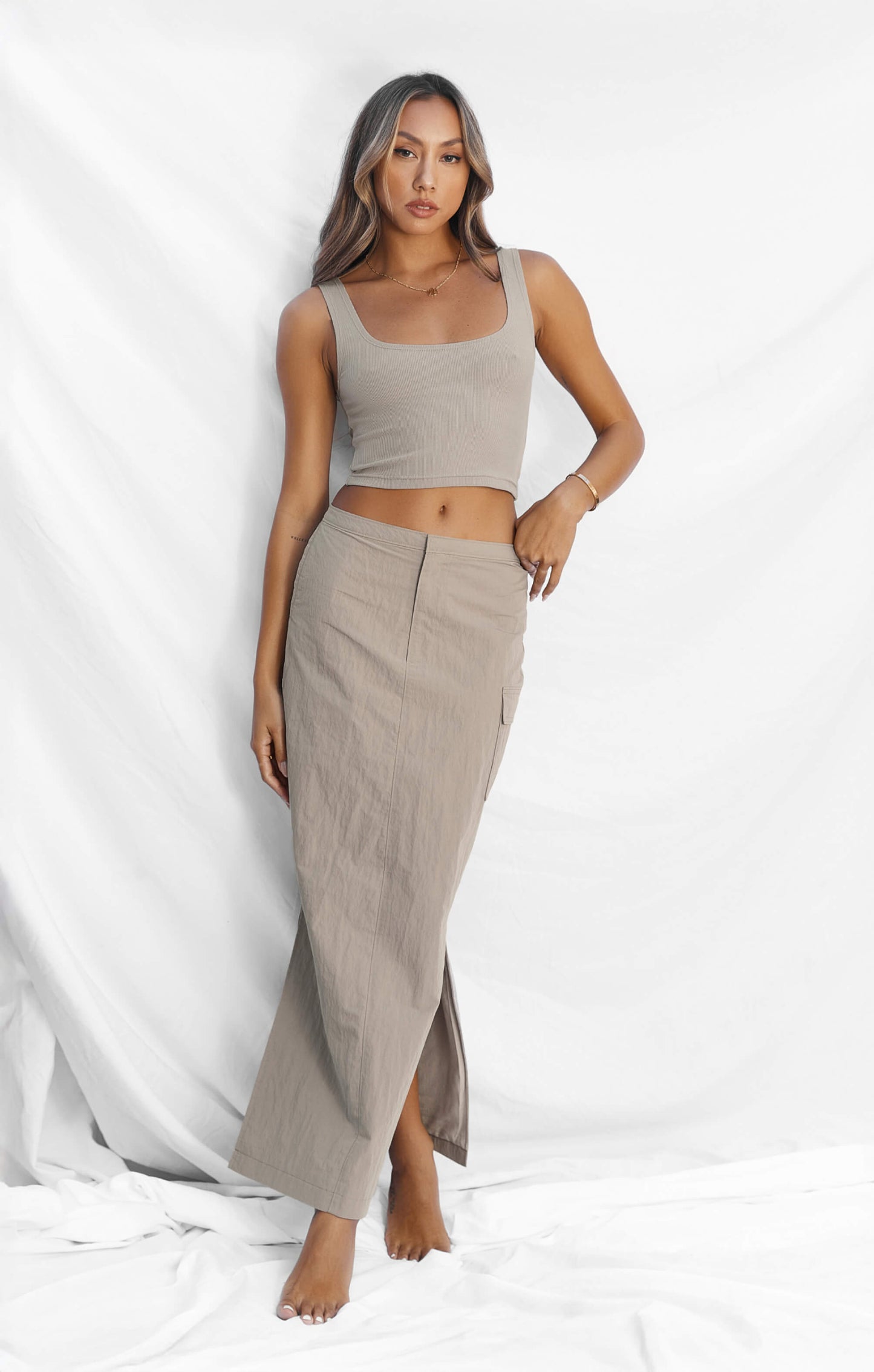 THE CARGO MAXI SKIRT - SLATE