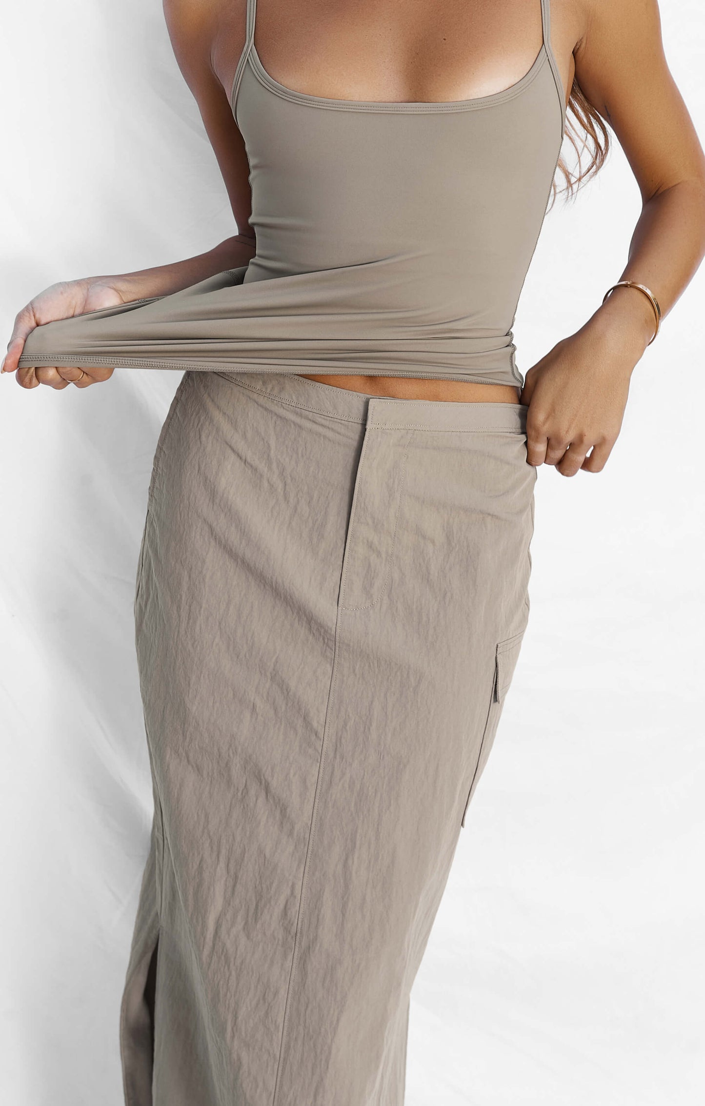 THE CARGO MAXI SKIRT - SLATE