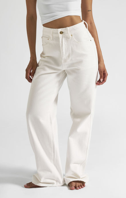 THE HIGH RISE STRAIGHT LEG JEAN - CHALK