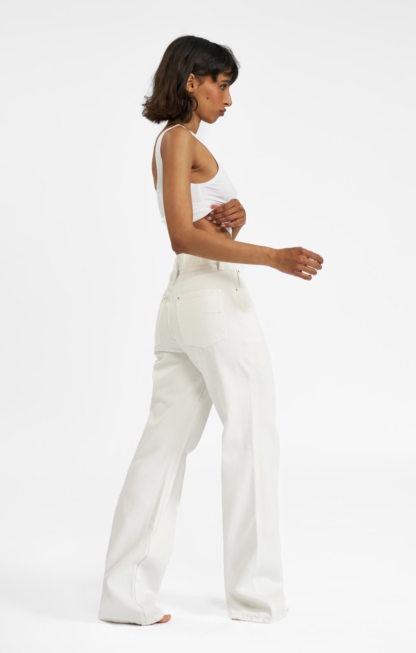 THE HIGH RISE STRAIGHT LEG JEAN - CHALK