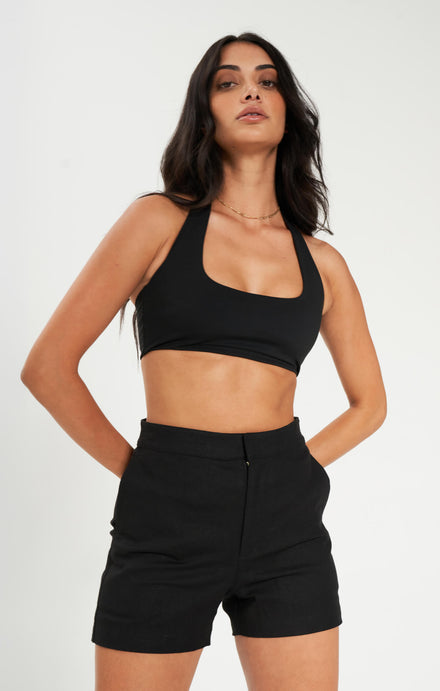 THE LINEN SHORT - BLACK