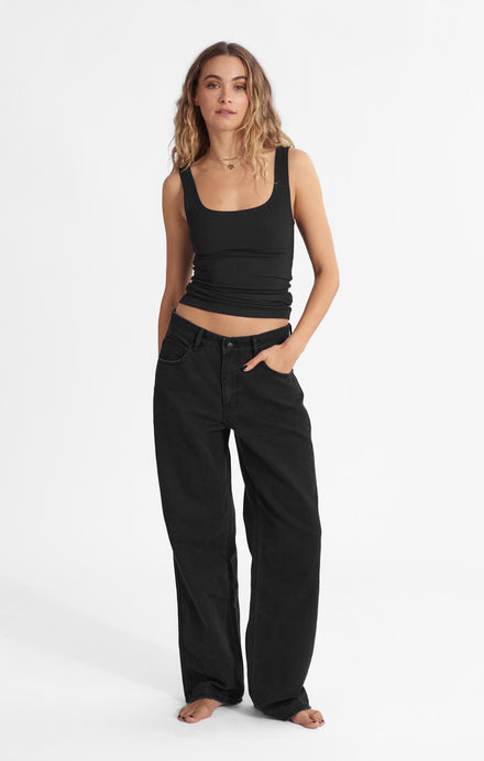 THE LOW RISE BAGGY JEAN - WASHED BLACK