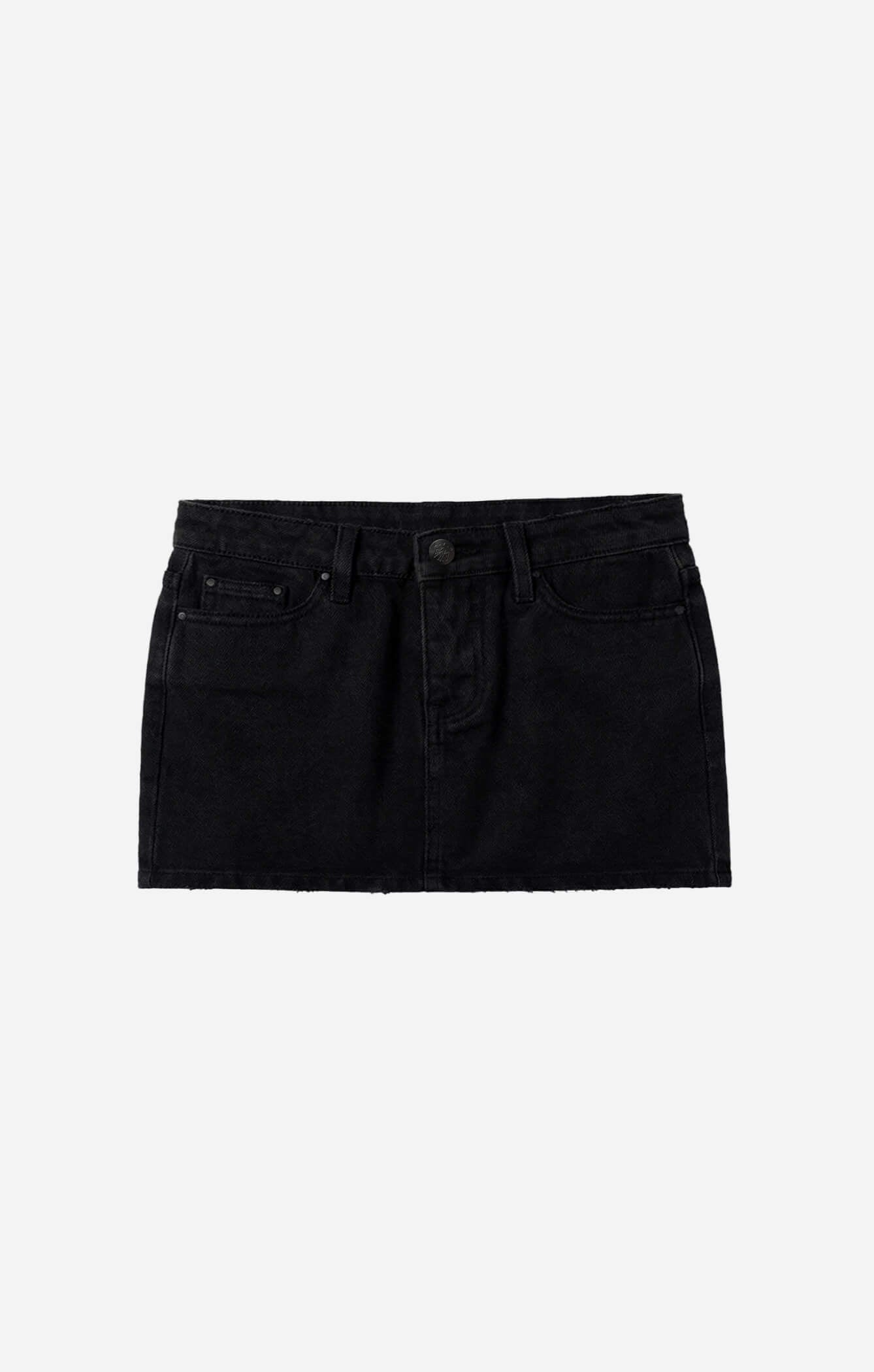 THE DENIM LOW RISE MINI SKIRT - WASHED BLACK
