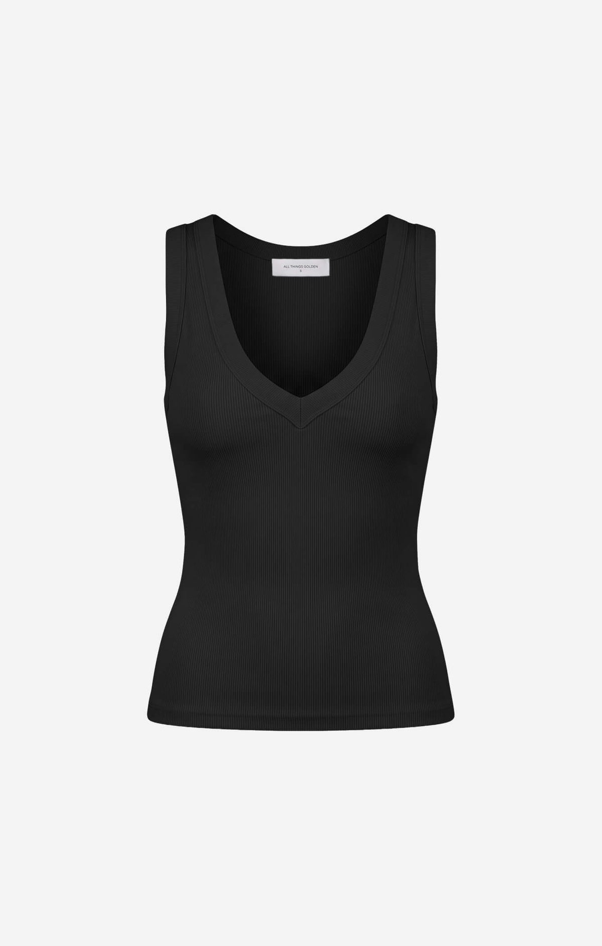 THE LUXE RIB DEEP V-NECK TANK - BLACK