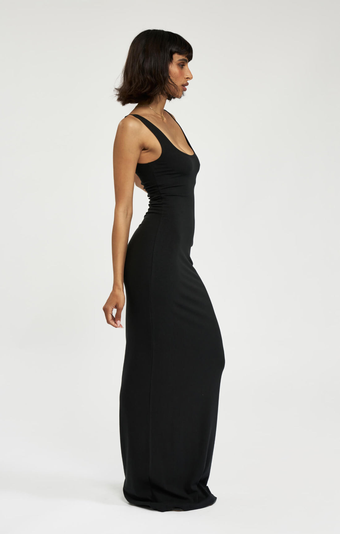 THE LUXE RIB MAXI DRESS - BLACK