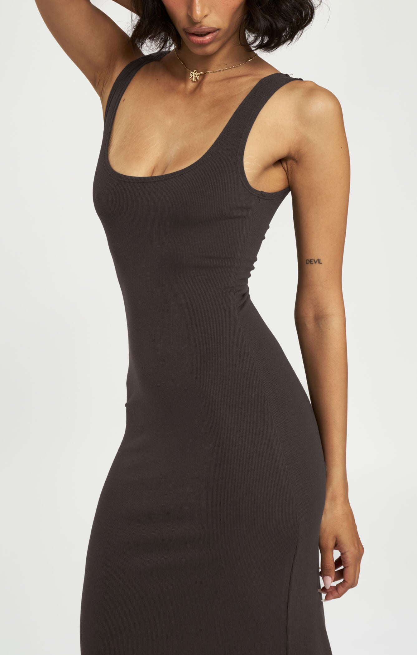 THE LUXE RIB MAXI DRESS - ESPRESSO