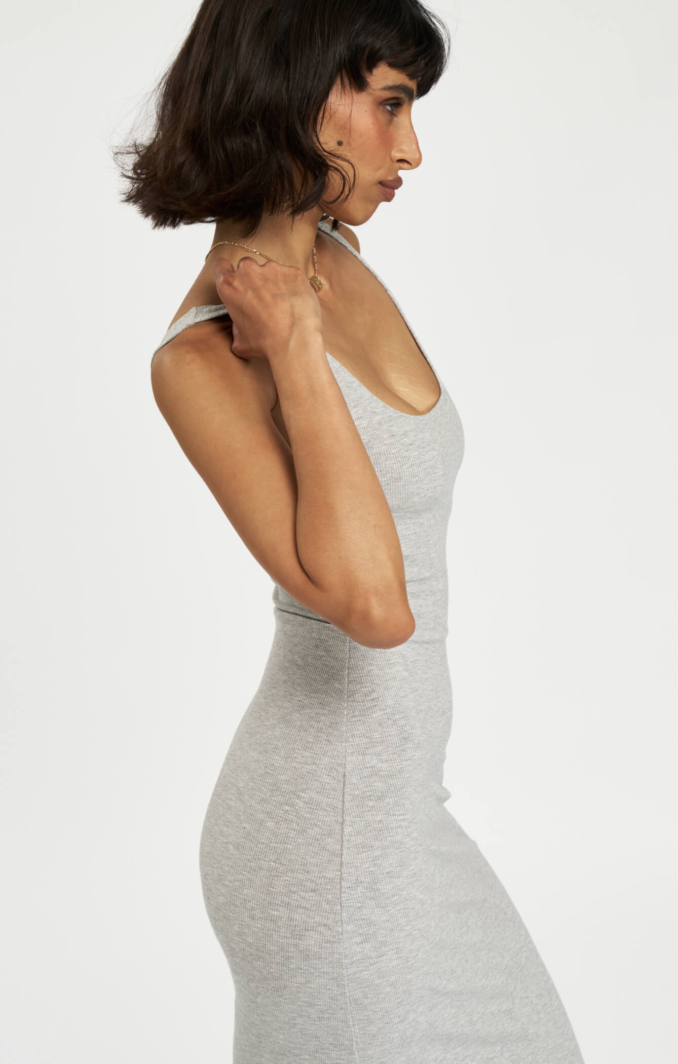 THE LUXE RIB MAXI DRESS - MID GREY
