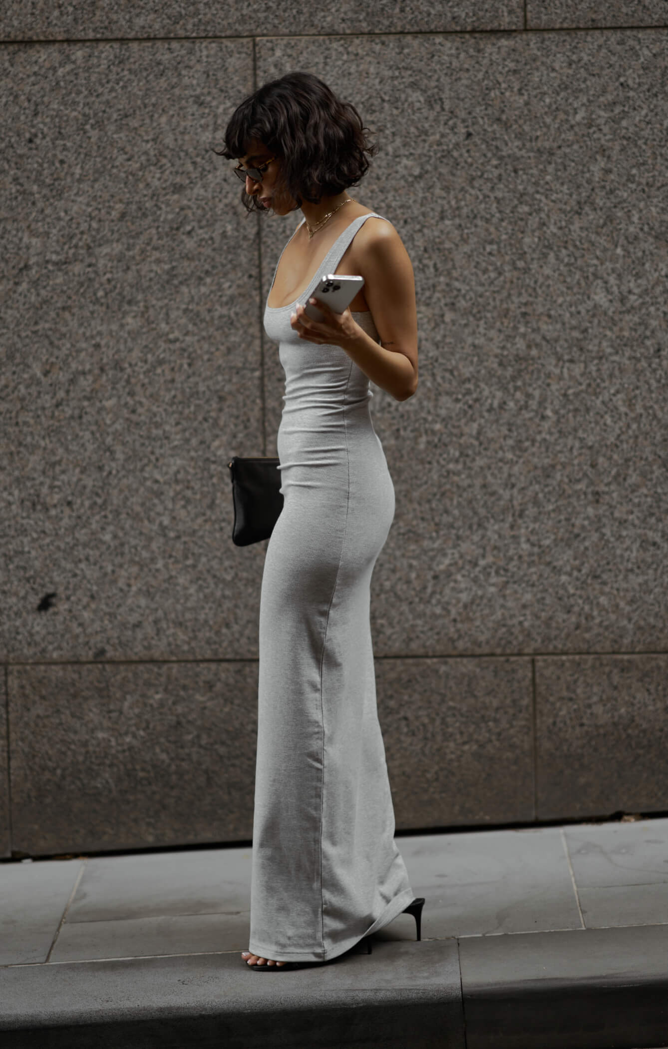 THE LUXE RIB MAXI DRESS - MID GREY