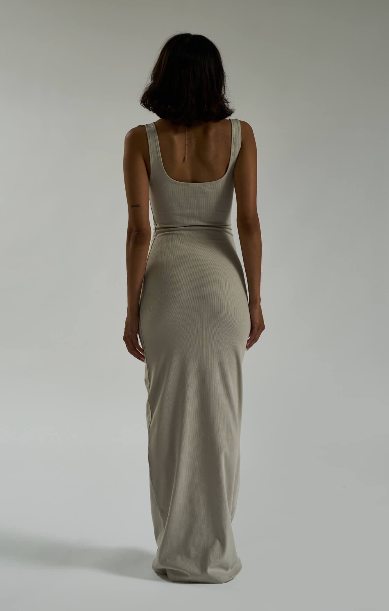 THE LUXE RIB MAXI DRESS - STONE