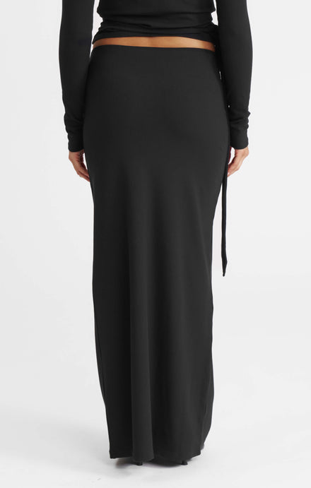THE LUXE RIB MAXI SKIRT - BLACK