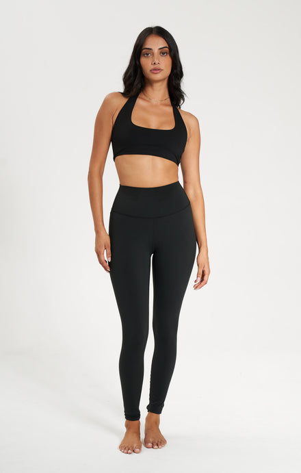 THE SCULPT™ HALTER CROP - BUTTER BLACK