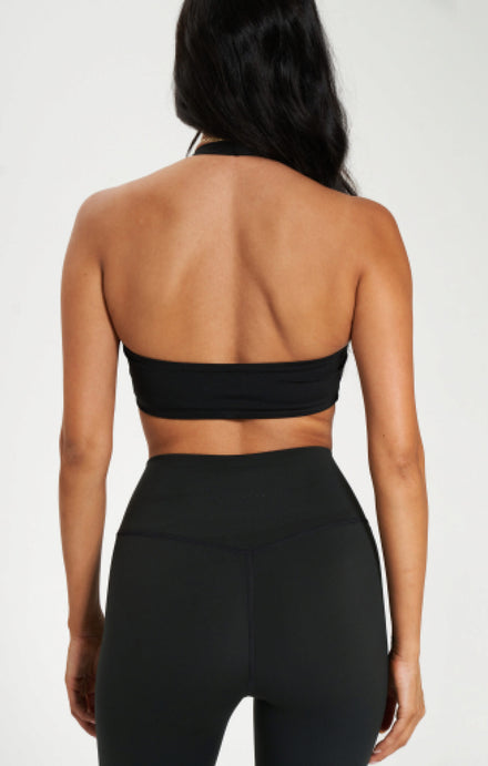 THE SCULPT™ HALTER CROP - BUTTER BLACK