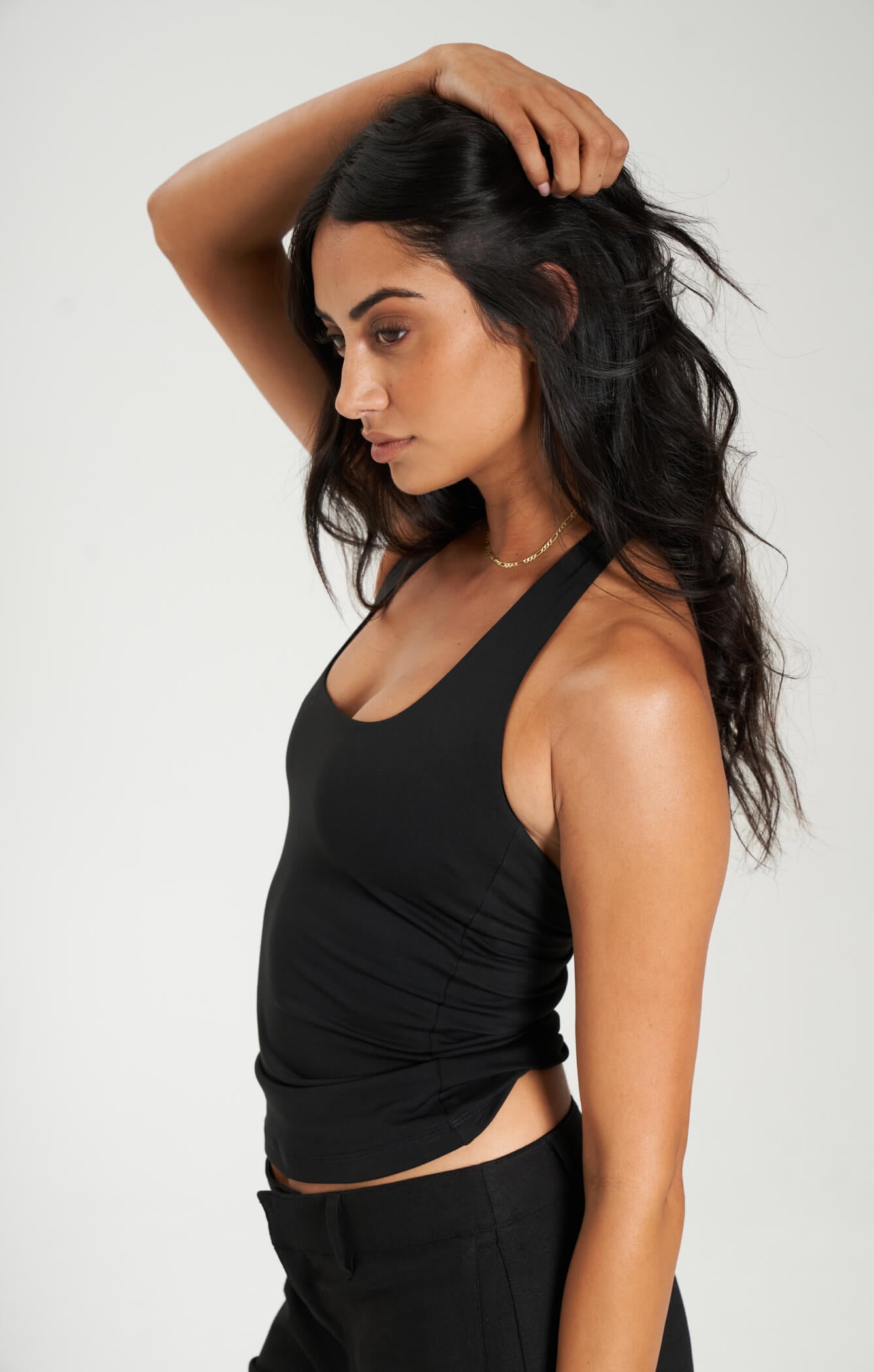 THE A.T.G SCULPT™ HALTER TANK - BUTTER BLACK