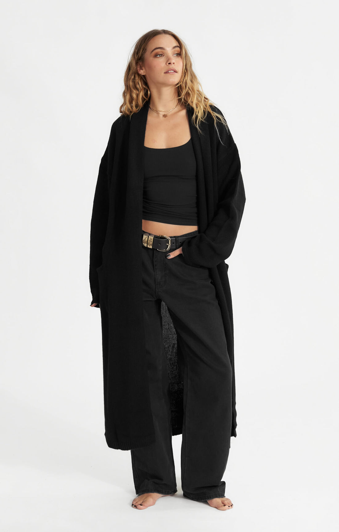THE CARDIGAN COAT - BLACK