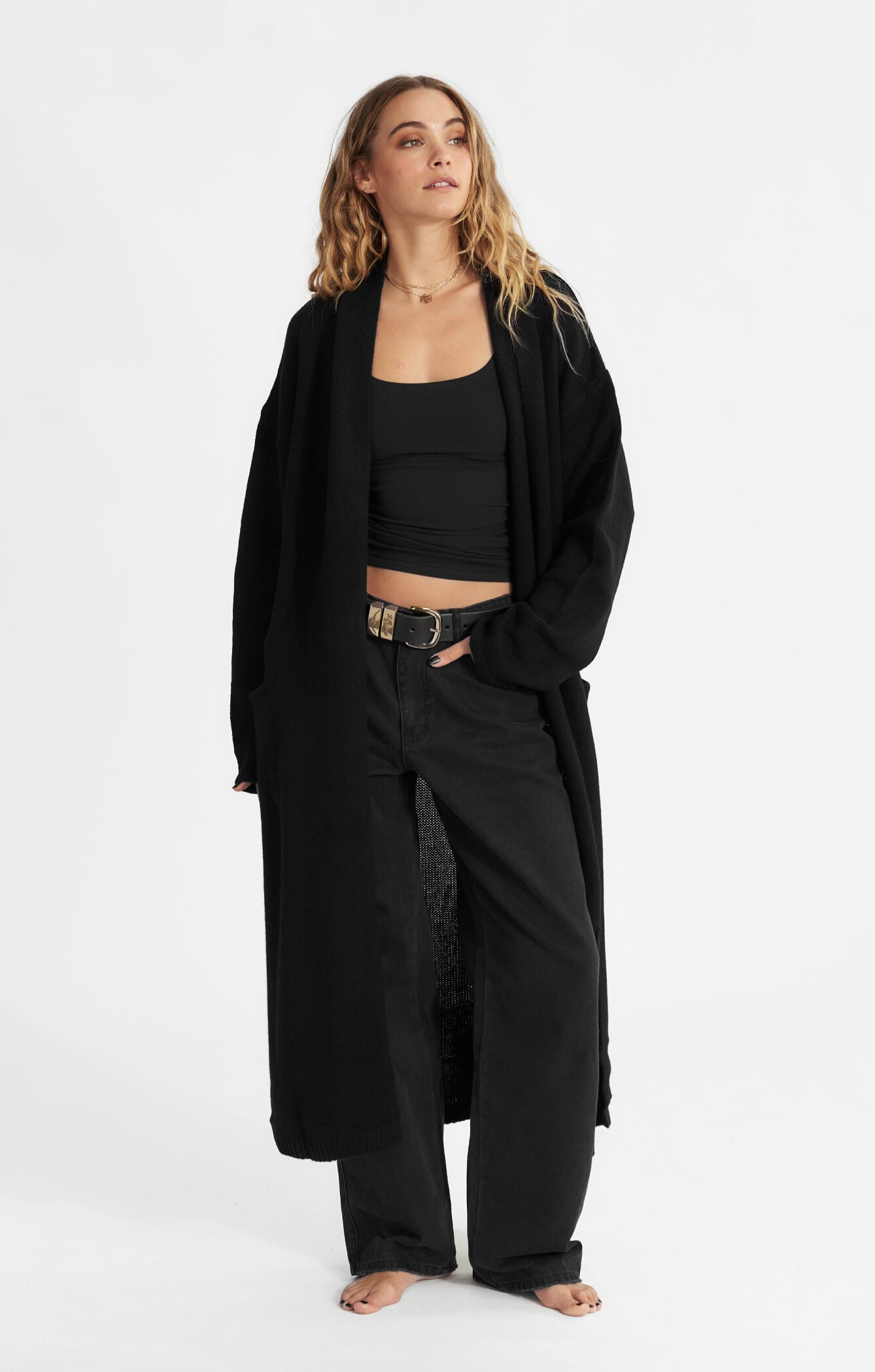 THE CARDIGAN COAT - BLACK