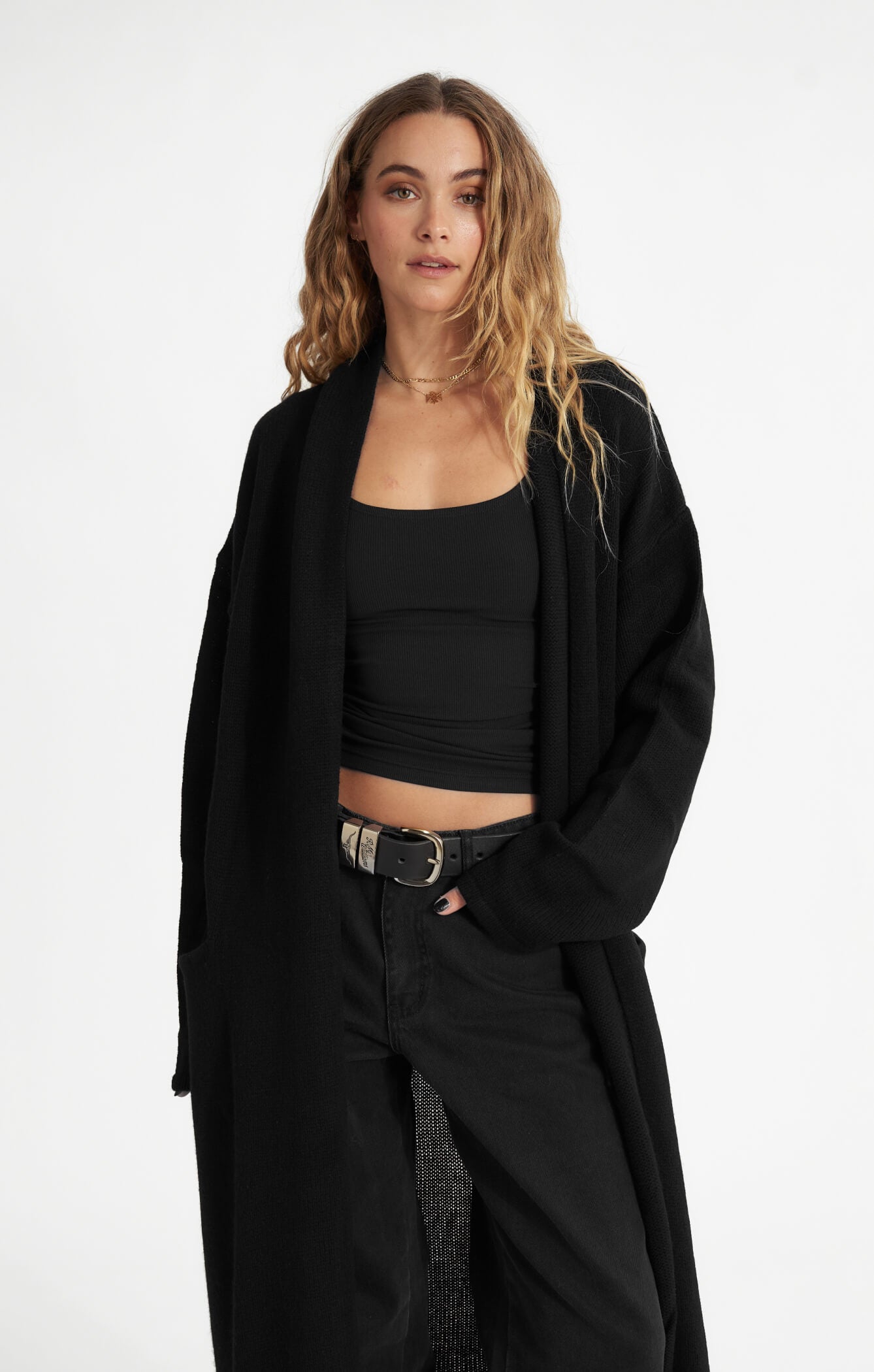 THE CARDIGAN COAT - BLACK