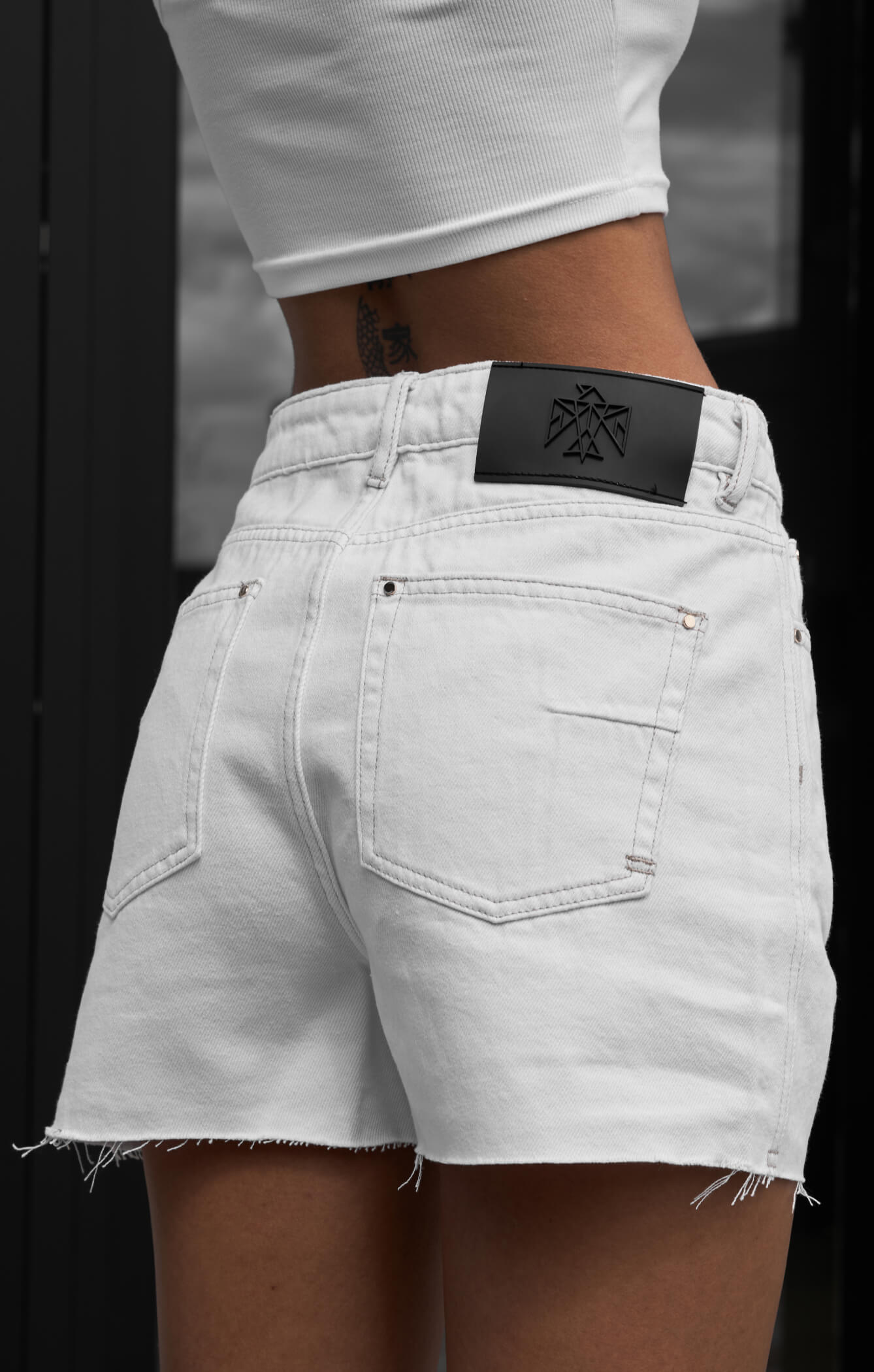 THE HIGH RISE DENIM CUT-OFF SHORT - CRISP WHITE