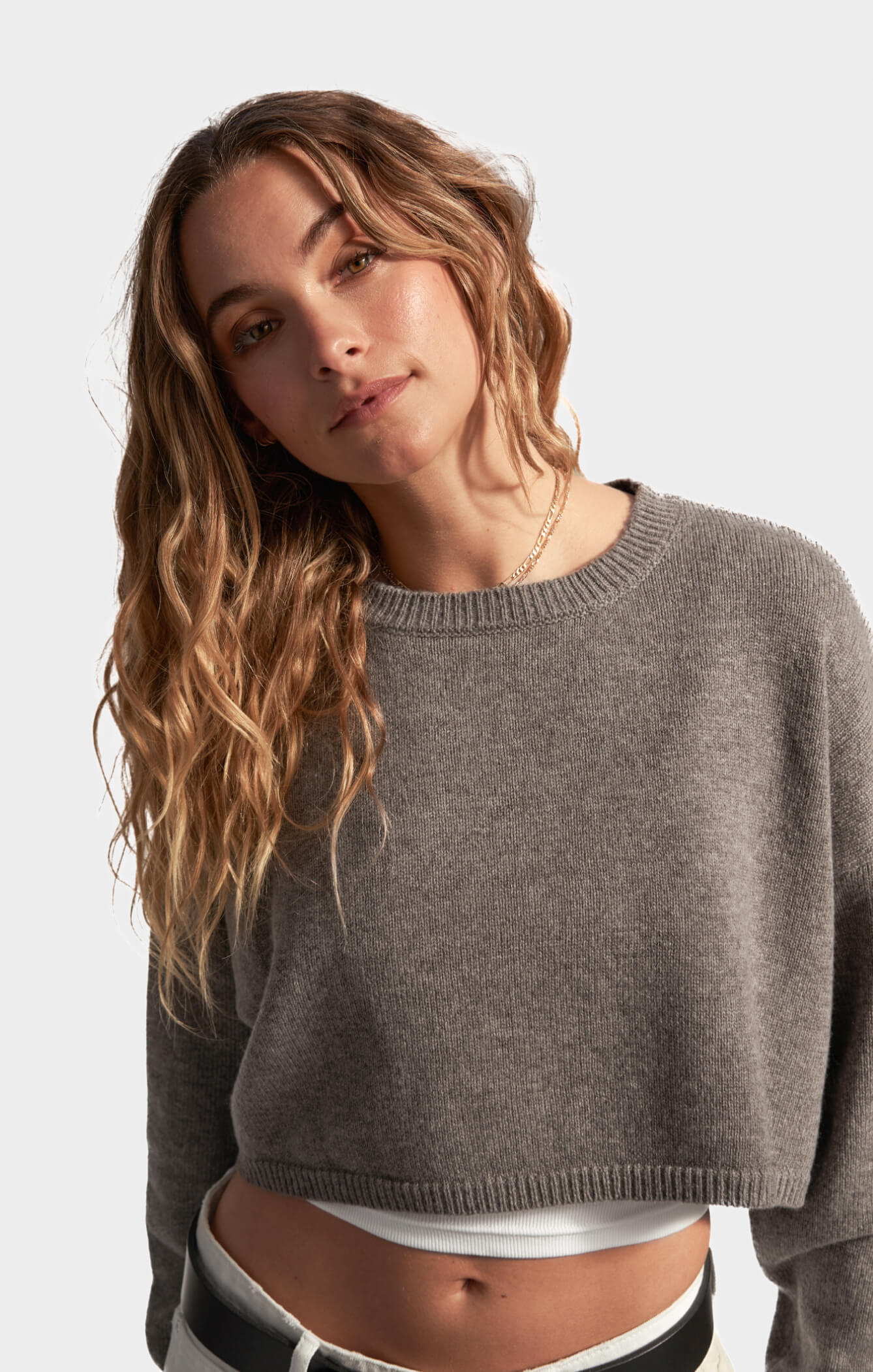 THE CROPPED UNIVERSAL KNIT 2.0 - NEUTRAL MARLE