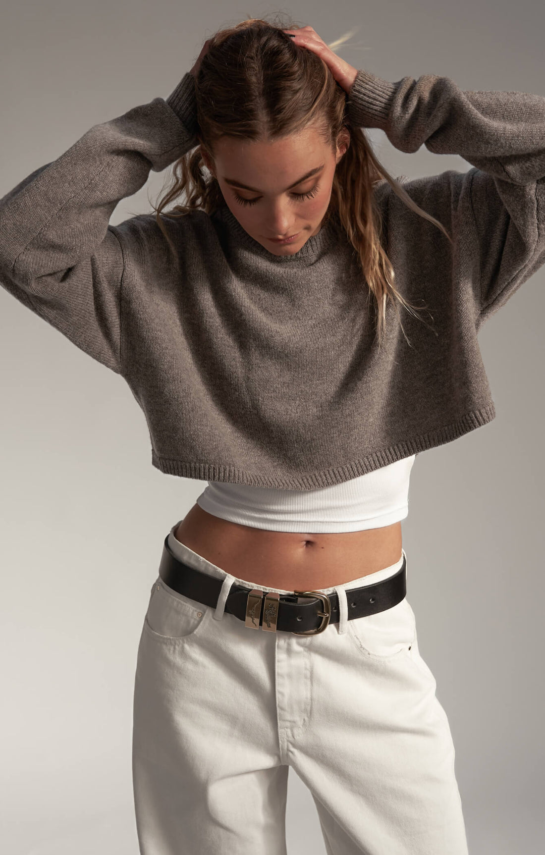 THE CROPPED UNIVERSAL KNIT 2.0 - NEUTRAL MARLE