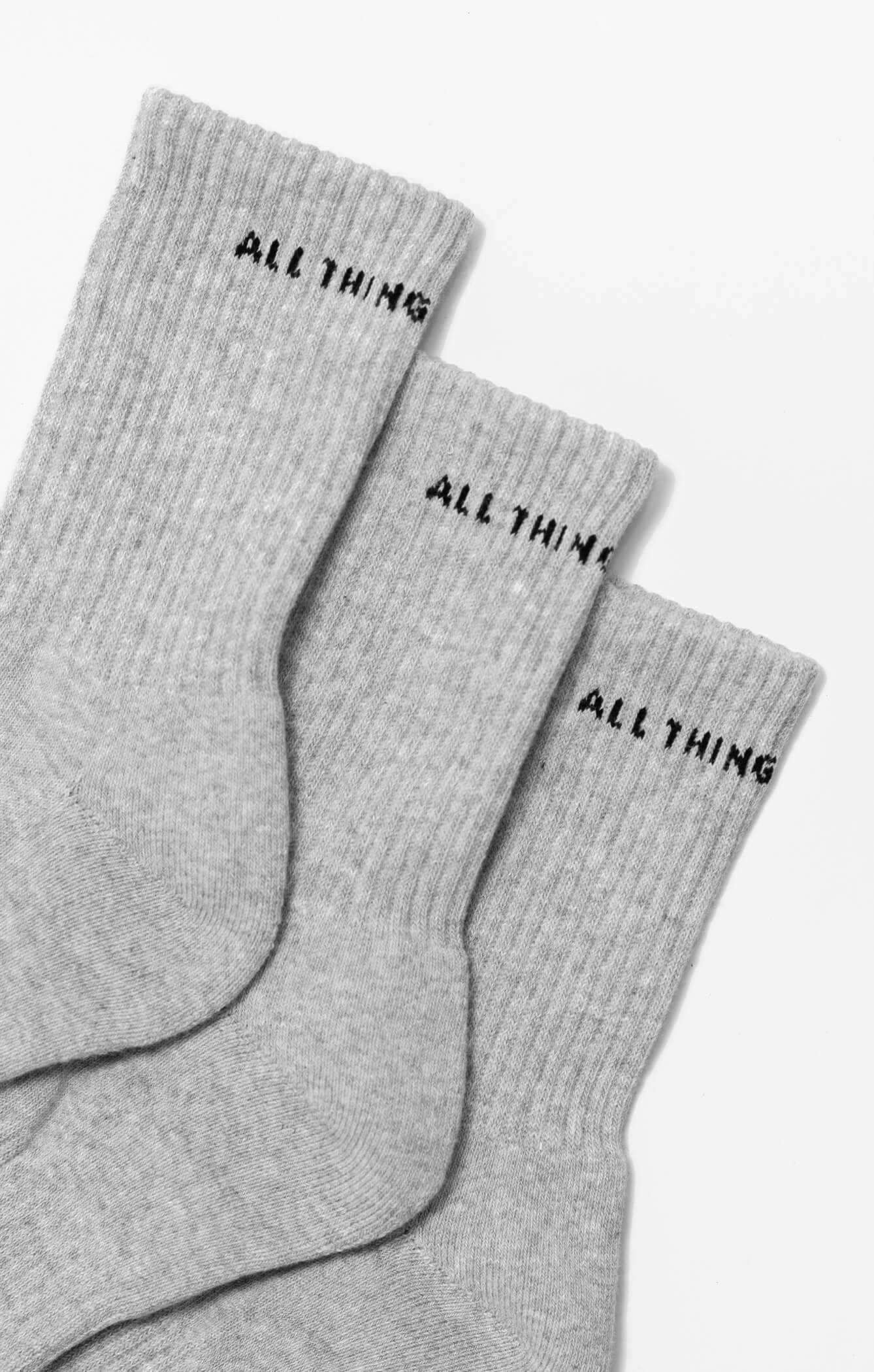 THE A.T.G CREW SOCK 3 PACK - GREY