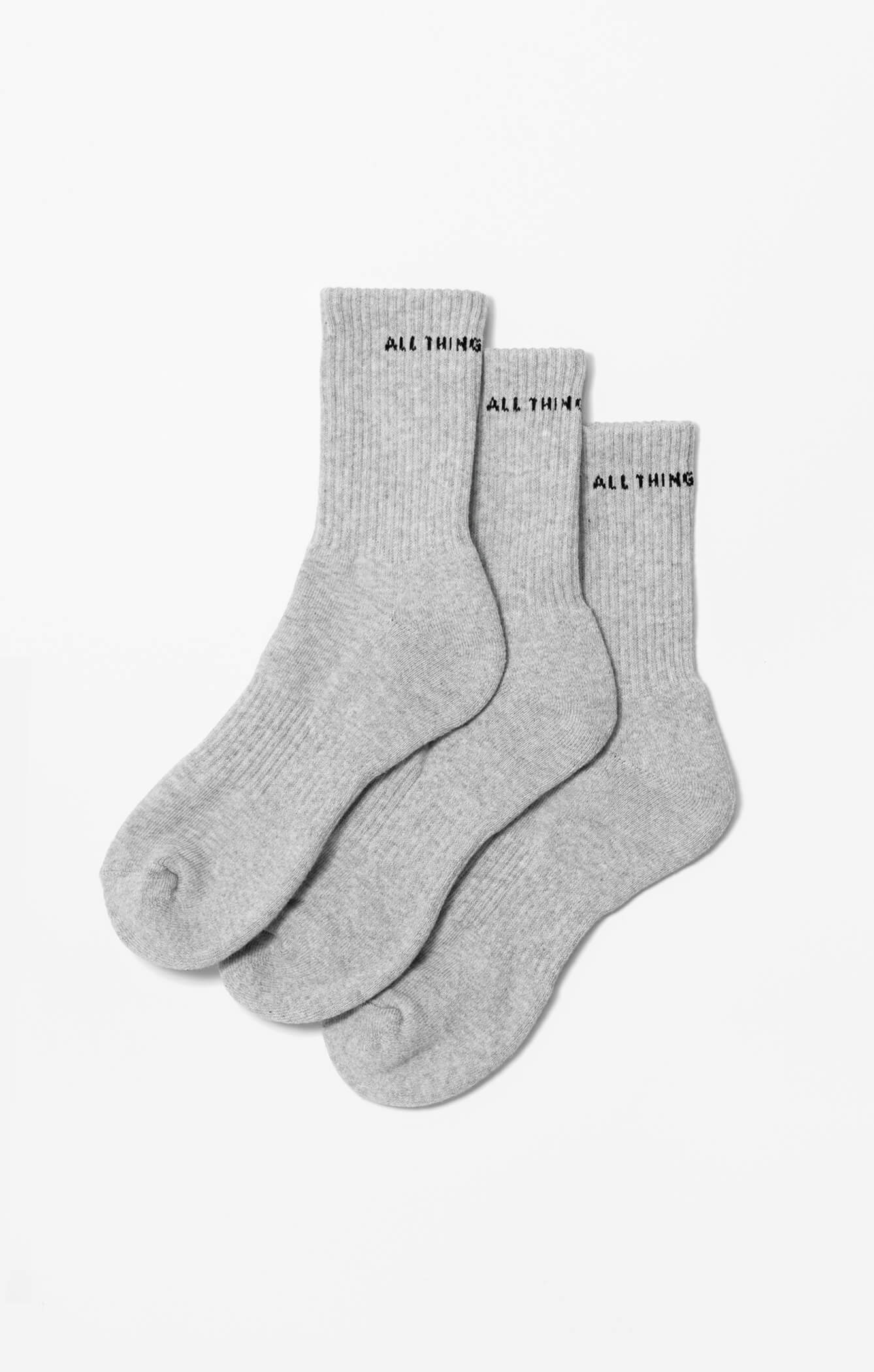THE A.T.G CREW SOCK 3 PACK - GREY
